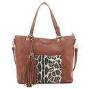 EJ91503J Snow Leopard Fashion Tote With Tassel - MiMi Wholesale