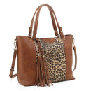 EJ91503L Leopard Fashion Tote With Tassel - MiMi Wholesale
