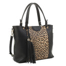 EJ91503L Leopard Fashion Tote With Tassel - MiMi Wholesale
