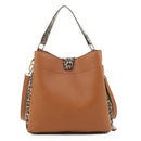 EJ91504L Leopard Panel Three Compartment Handbag - MiMi Wholesale