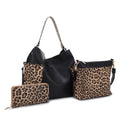 EJ95037L3 Mina Leopard 3 Piece Bag Set - MiMi Wholesale