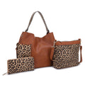 EJ95037L3 Mina Leopard 3 Piece Bag Set - MiMi Wholesale