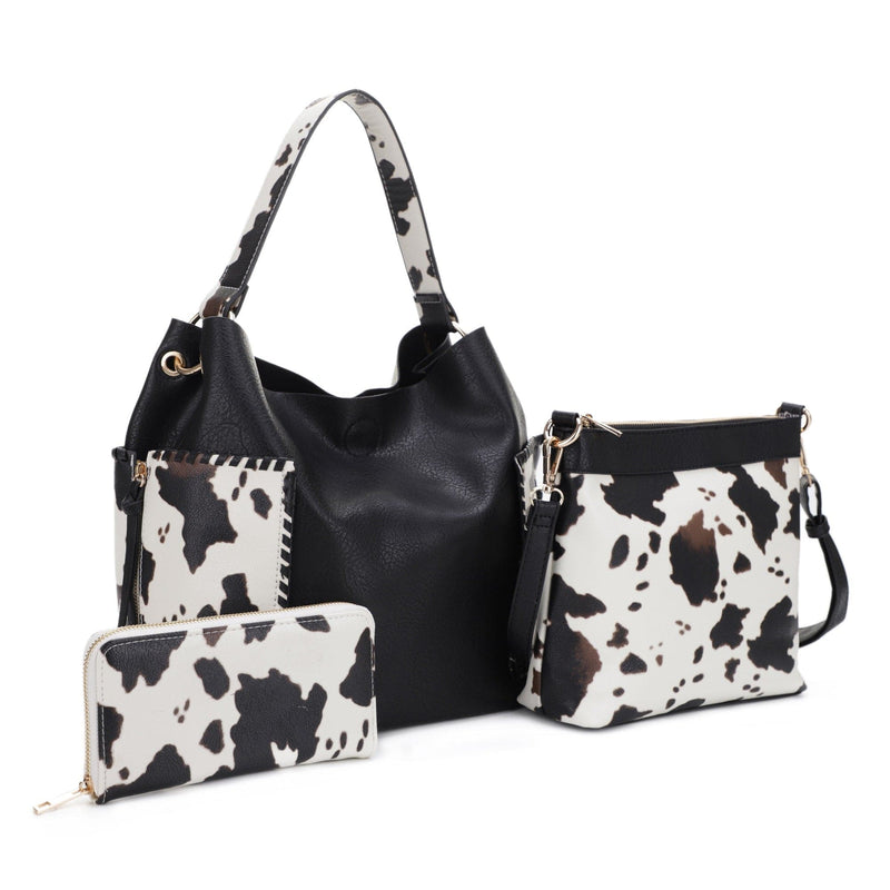 EJ95037U3 Tori Cow Piece Shoulder Bag Set - MiMi Wholesale