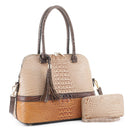 EM1334S Dome Crocodile Textured Handbag/Briefcase w/ Wallet - MiMi Wholesale