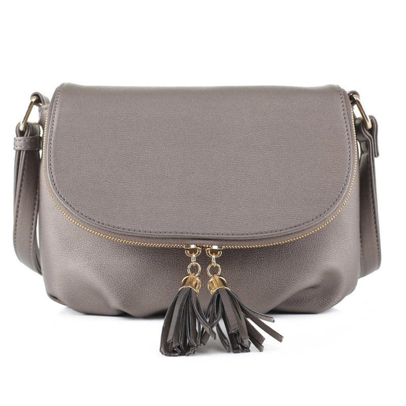 EM1352 Monogammable Fold-Over Crossbody w/ Tassels - MiMi Wholesale