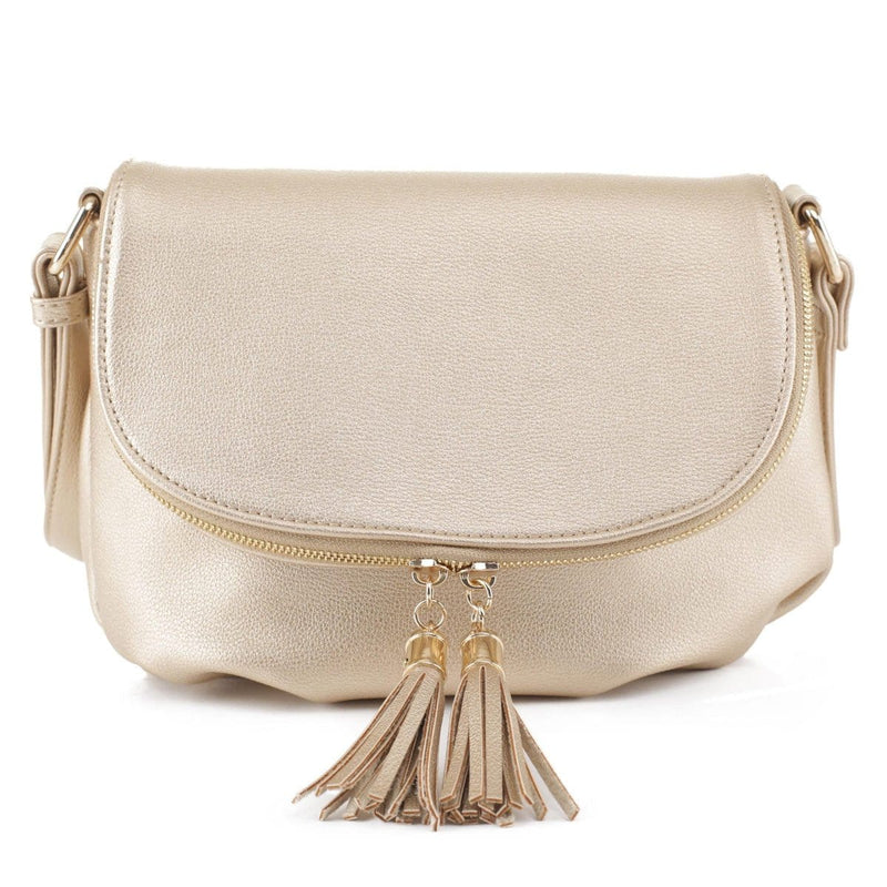 EM1352 Monogammable Fold-Over Crossbody w/ Tassels - MiMi Wholesale