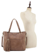 EM1503A Fashion Tote With Tassel - MiMi Wholesale