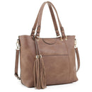 EM1503A Fashion Tote With Tassel - MiMi Wholesale
