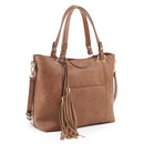 EM1503A Fashion Tote With Tassel - MiMi Wholesale