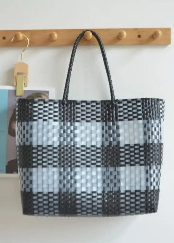 FA0002 Lexi Clear and Woven Tote Bag - MiMi Wholesale