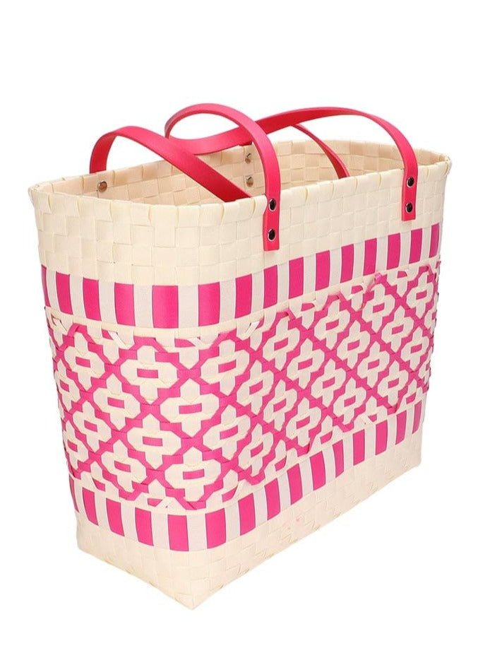 FA0011 Mercedes Patterned Woven Tote Bag - MiMi Wholesale