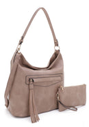 FC20495 Eliza Front Tassel Pocket 2 in 1 Hobo Shoulder Bag Set - MiMi Wholesale