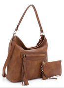 FC20495 Eliza Front Tassel Pocket 2 in 1 Hobo Shoulder Bag Set - MiMi Wholesale