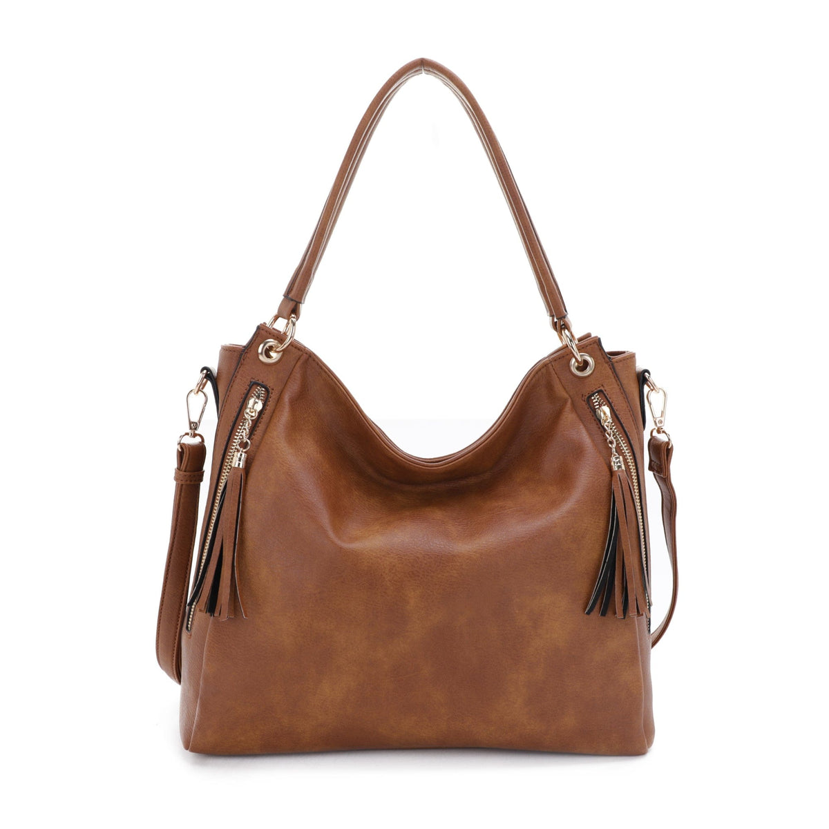 FC20496 Tonya Double Zipper 2 in 1 Hobo Bag With Wristlet - MiMi Wholesale