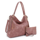 FC20496 Tonya Double Zipper 2 in 1 Hobo Bag With Wristlet - MiMi Wholesale