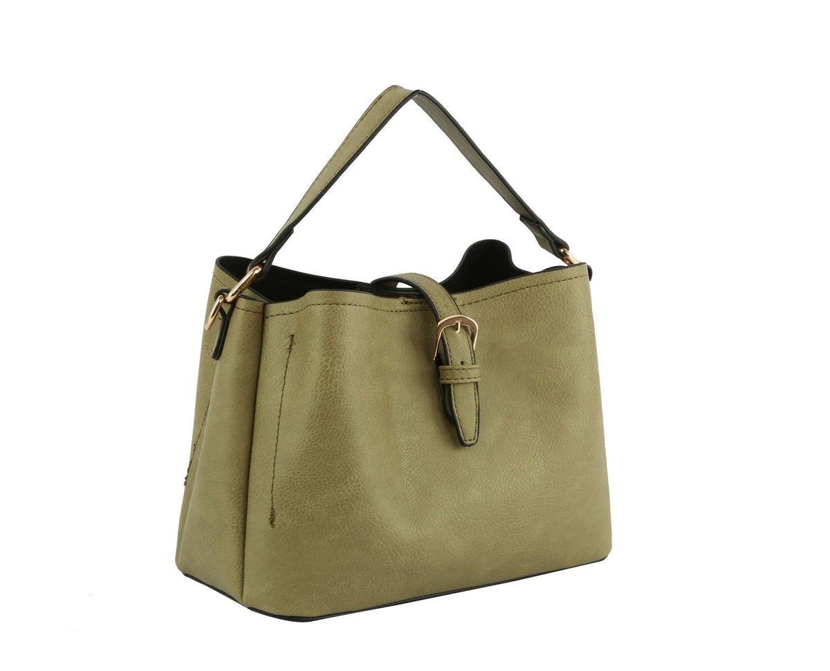 GL0009-1 Buckle Flap Shoulder Bag with Aztec Pattern Strap - MiMi Wholesale