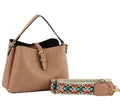 GL0009-1 Buckle Flap Shoulder Bag with Aztec Pattern Strap - MiMi Wholesale