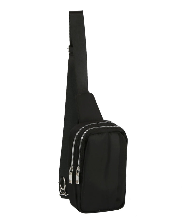 GLMA0098 Rena Double Zipper Nylon Sling Bag - MiMi Wholesale