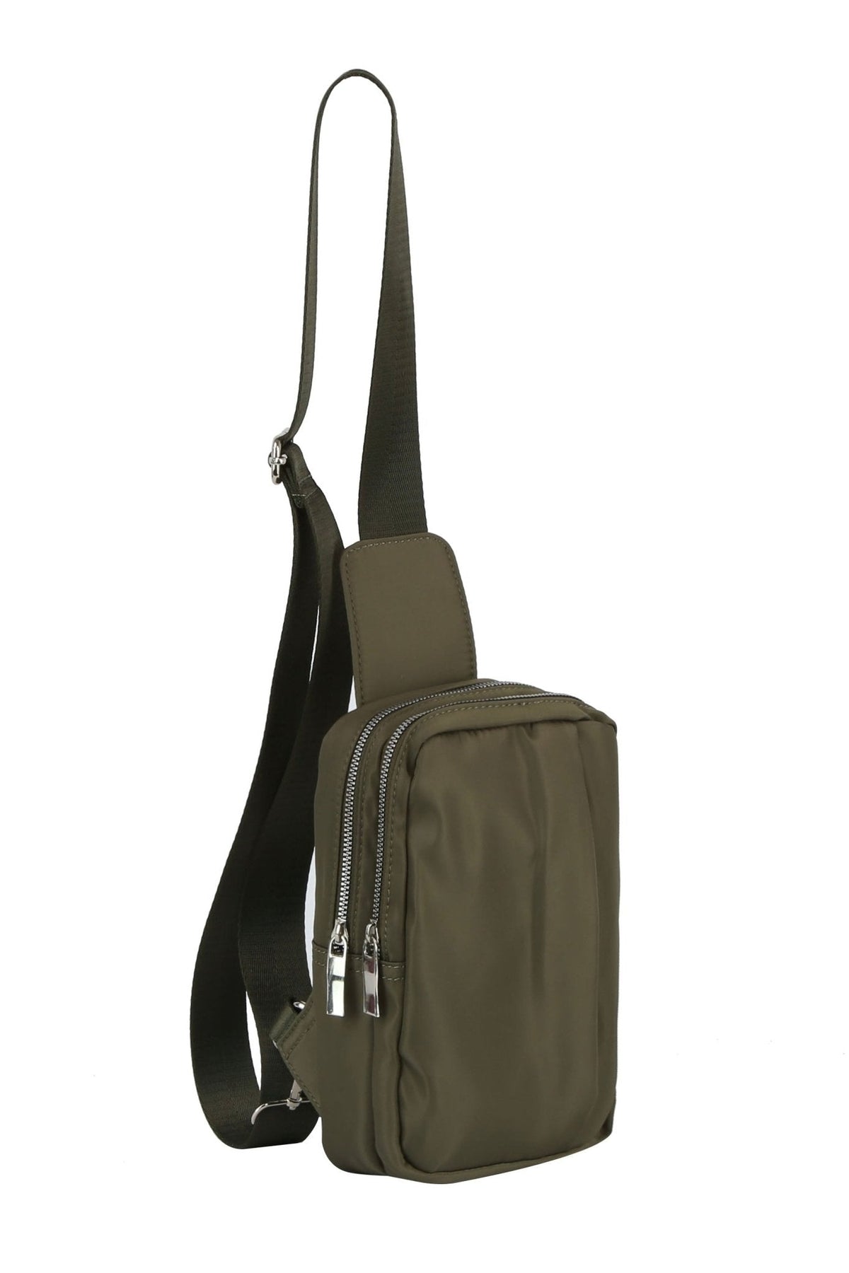 GLMA0098 Rena Double Zipper Nylon Sling Bag - MiMi Wholesale