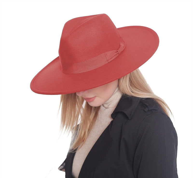 H3041 Fedora Brim Ribbon Band Hat - MiMi Wholesale