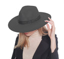 H3041 Fedora Brim Ribbon Band Hat - MiMi Wholesale
