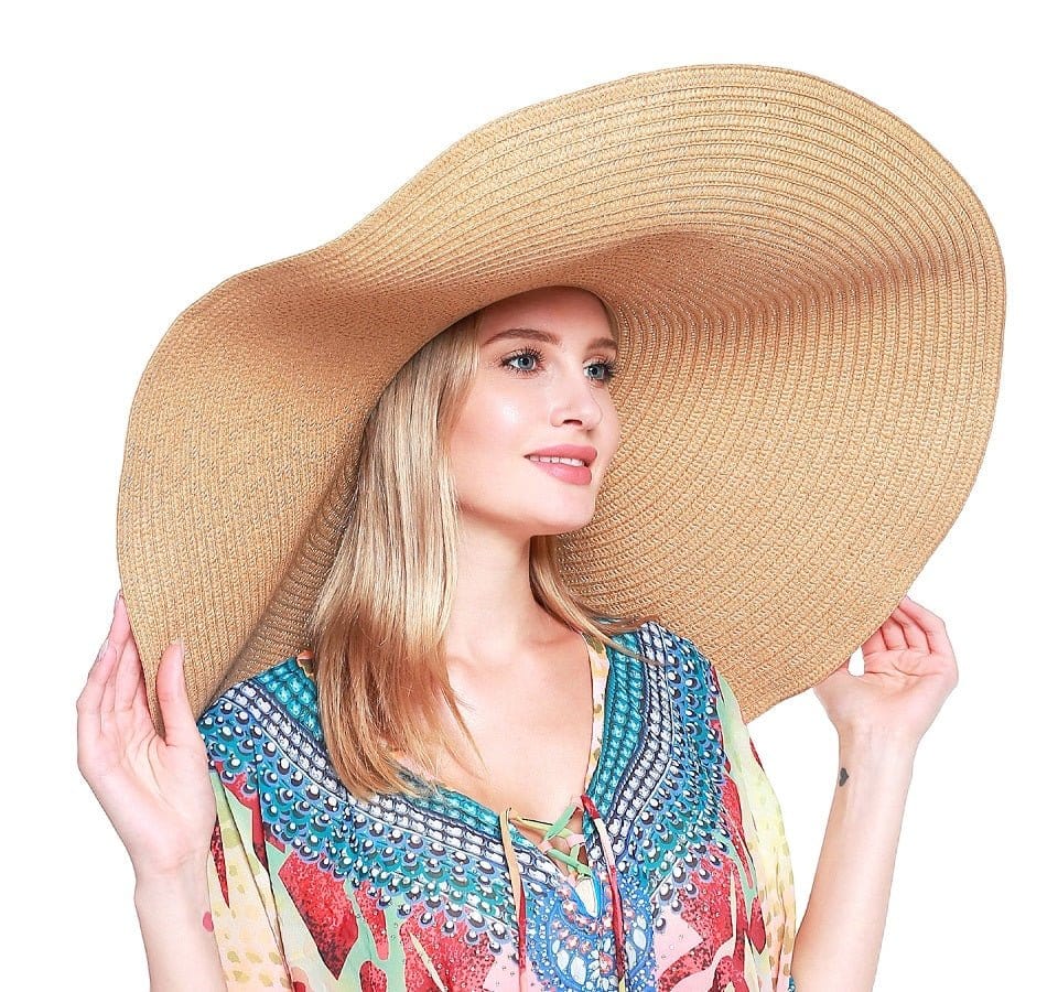 H3061 Super Wide Brim Straw Beach Summer Sun Hat - MiMi Wholesale