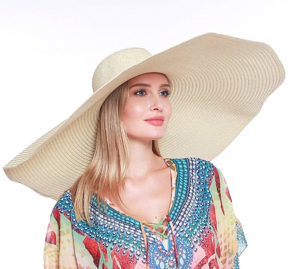 H3061 Super Wide Brim Straw Beach Summer Sun Hat - MiMi Wholesale