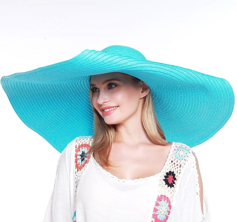 H3061 Super Wide Brim Straw Beach Summer Sun Hat - MiMi Wholesale