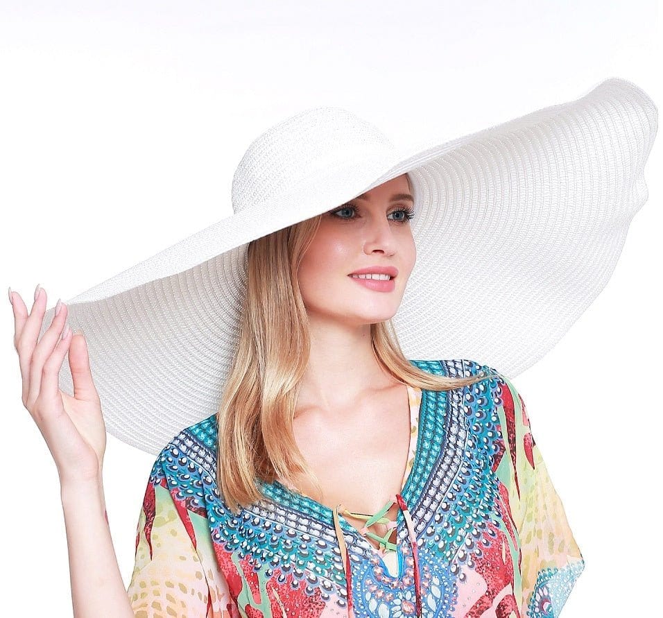 H3061 Super Wide Brim Straw Beach Summer Sun Hat - MiMi Wholesale