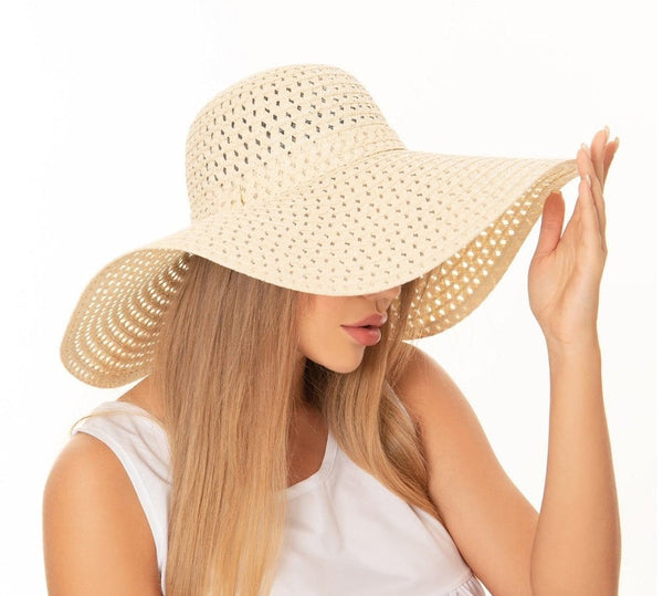 H3082 Hollow Out Straw Beach Summer Hat - MiMi Wholesale