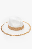 H3085 Frayed Edge Straw Panama Sun Hat - MiMi Wholesale