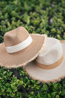 H3085 Frayed Edge Straw Panama Sun Hat - MiMi Wholesale