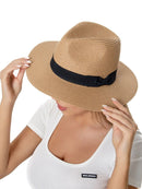 H3090 Bow Band Straw Beach Sun Hat - MiMi Wholesale