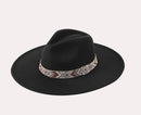 H3177 Beaded Band Felt Fedora Hat - MiMi Wholesale
