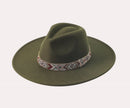 H3177 Beaded Band Felt Fedora Hat - MiMi Wholesale