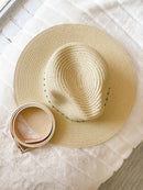 H3318 Turquoise Bead Chain Straw Panama Sun Hat - MiMi Wholesale