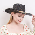 H3324 Boho Cut Out Cowboy Hat With Bead Detailing - MiMi Wholesale