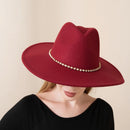 H3361 Megan Crystal Band Felt Fedora Hat - MiMi Wholesale
