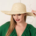 H3401 Kristen Frayed Edge Straw Floppy Hat - MiMi Wholesale