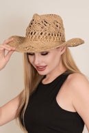 H3429 Kendall Cut Out Straw Cowboy Hat - MiMi Wholesale