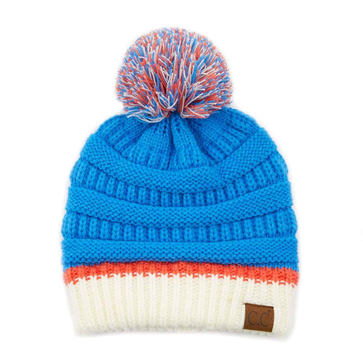 HAT1421/1429 Team Color Ribbed Pom Beanie - MiMi Wholesale