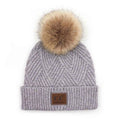 HAT2060 Amelia Large Patch Heathered Pom Beanie - MiMi Wholesale