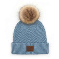 HAT2060 Amelia Large Patch Heathered Pom Beanie - MiMi Wholesale