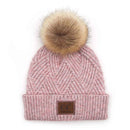 HAT2060 Amelia Large Patch Heathered Pom Beanie - MiMi Wholesale