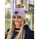 HAT2060 Amelia Large Patch Heathered Pom Beanie - MiMi Wholesale