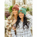 HAT2060 Amelia Large Patch Heathered Pom Beanie - MiMi Wholesale
