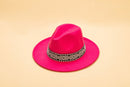 HAT2145 Tall Fedora w/ Aztec Inspired Trim - MiMi Wholesale