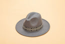 HAT2145 Tall Fedora w/ Aztec Inspired Trim - MiMi Wholesale