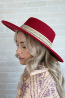 HAT2188 Blaze Multi Trim Wide Brim Fedora - MiMi Wholesale