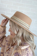 HAT2188 Blaze Multi Trim Wide Brim Fedora - MiMi Wholesale